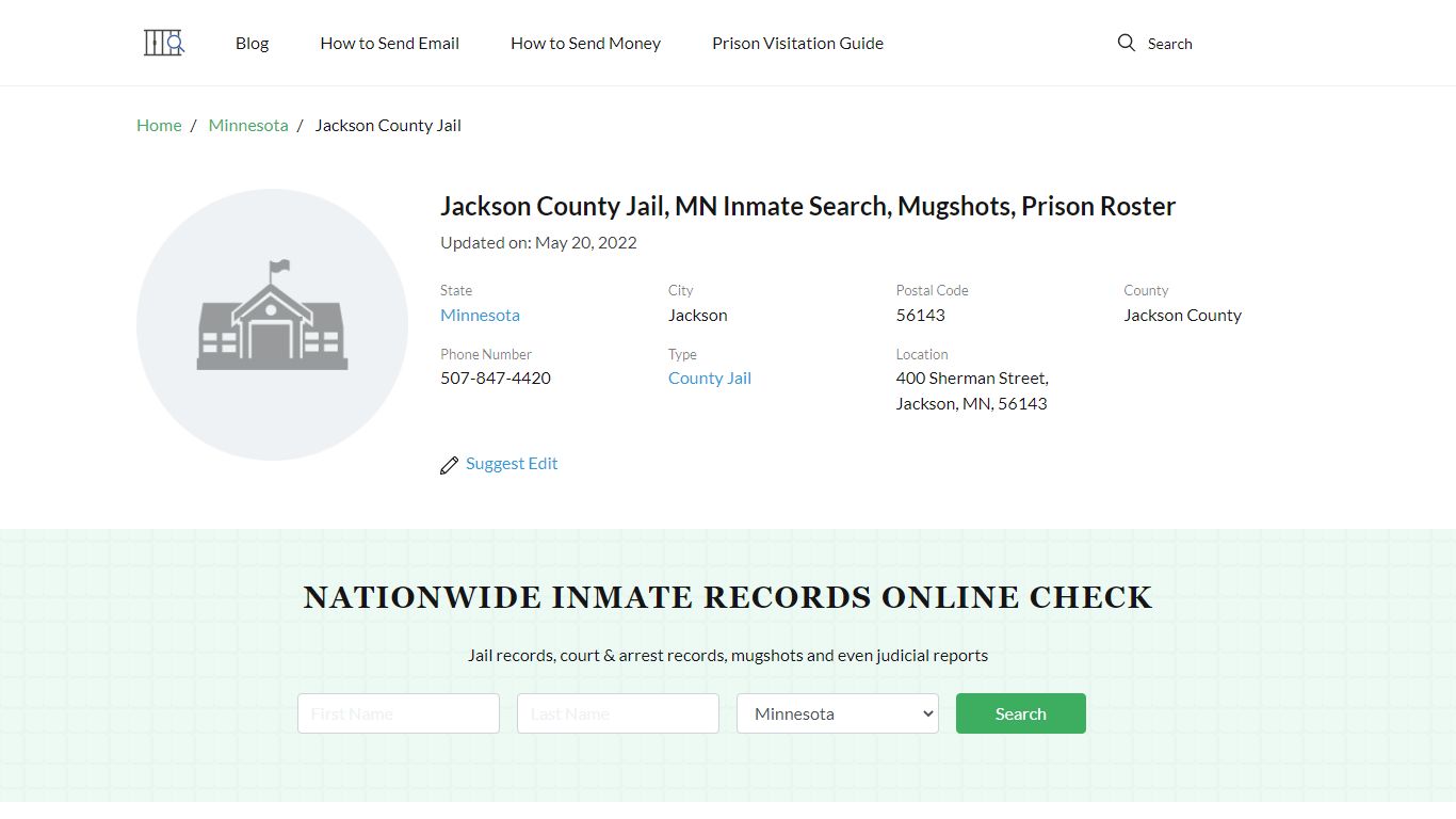 Jackson County Jail, MN Inmate Search, Mugshots, Prison Roster